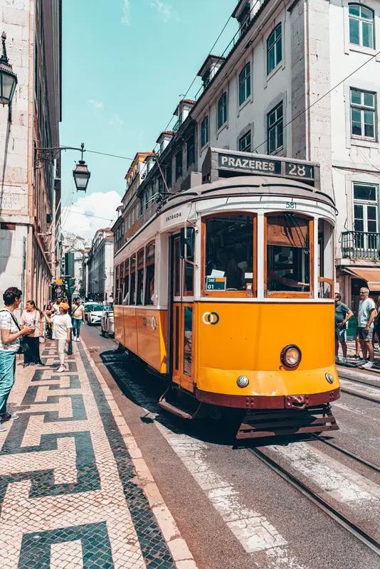 Yellow tram in Lisbon